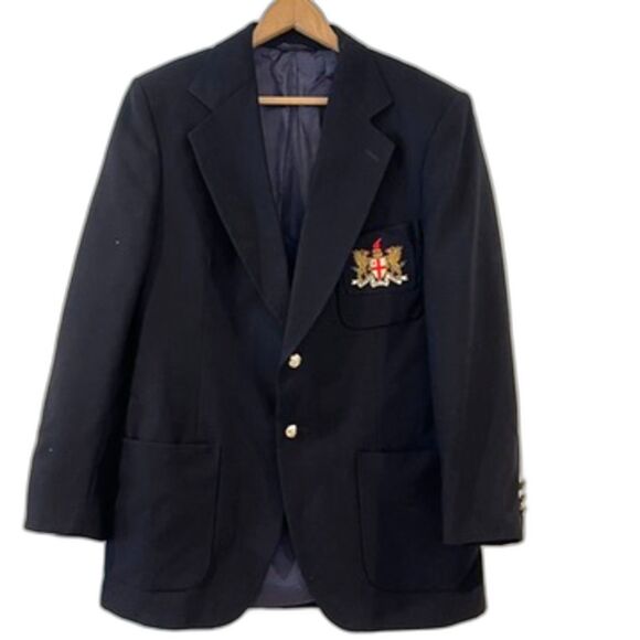 Dunn & Co Vintage Men's Blazer Wool London Crested Coat of Arms 2 Button - Picture 3 of 9